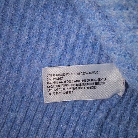 Ava & Viv Heathered Blue V-Neck Boxy Oversized Cozy Sweater Ribbed Knit XXL - Picture 4 of 7